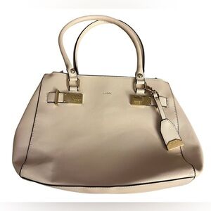 Aldo Cream Shoulder Bag with Gold Accents